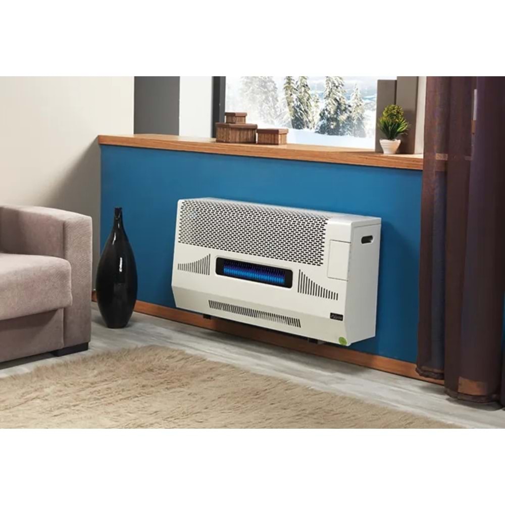 Fujiyama Klasik Hermetik Doğalgaz Sobası Beyaz 10 kW Camlı Fanlı