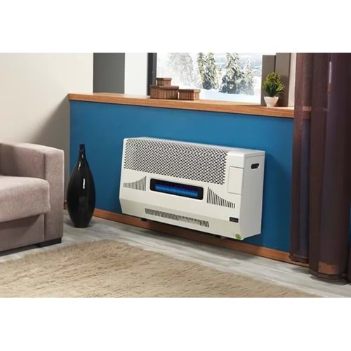 Fujiyama Klasik Hermetik Doğalgaz Sobası Beyaz 10 kW Camlı Fanlı