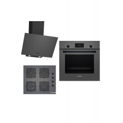 Bosch Set 312 HBF512BH1T + POP6C9P30O + DWK64PJ70T 3'lü Gri Ankastre Set