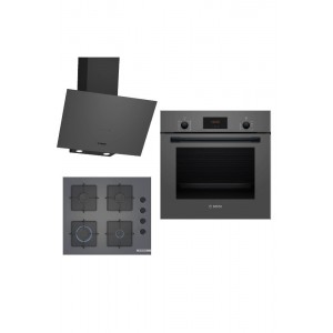 Bosch Set 312 HBF512BH1T + POP6C9P30O + DWK64PJ70T 3'lü Gri Ankastre Set