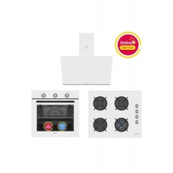 Simfer Trend Mekanik 4 Fonksiyon Beyaz Cam 3'lü Ankastre Set (8255 + 3048 + 8728)