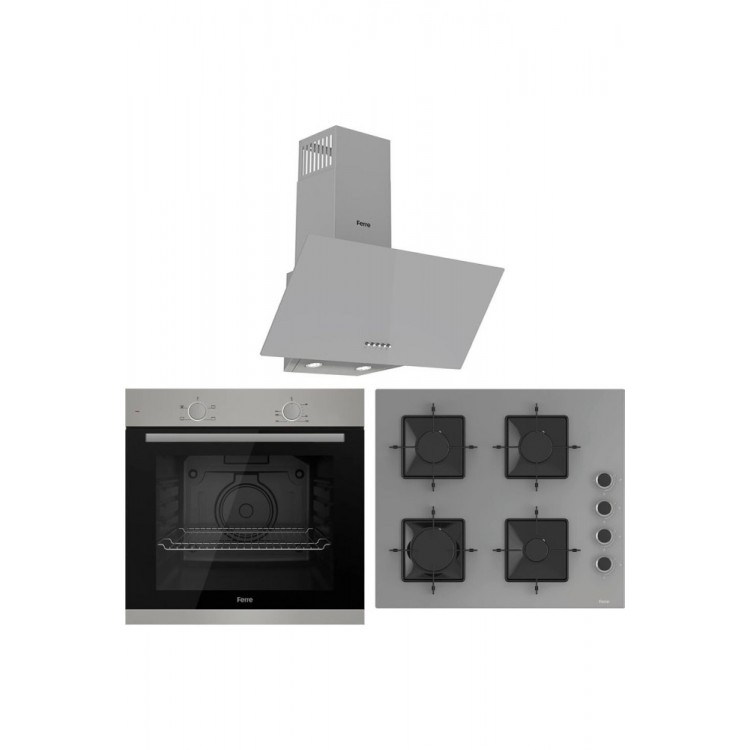 Ferre XE61MDV + SS208 + D088 4 Programlı Mekanik 78 lt Gri Ankastre Set