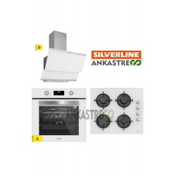 Silverline Beyaz Cam Ankastre Set (3420 Classy 60 + CS5343W01 + BO6504W01)
