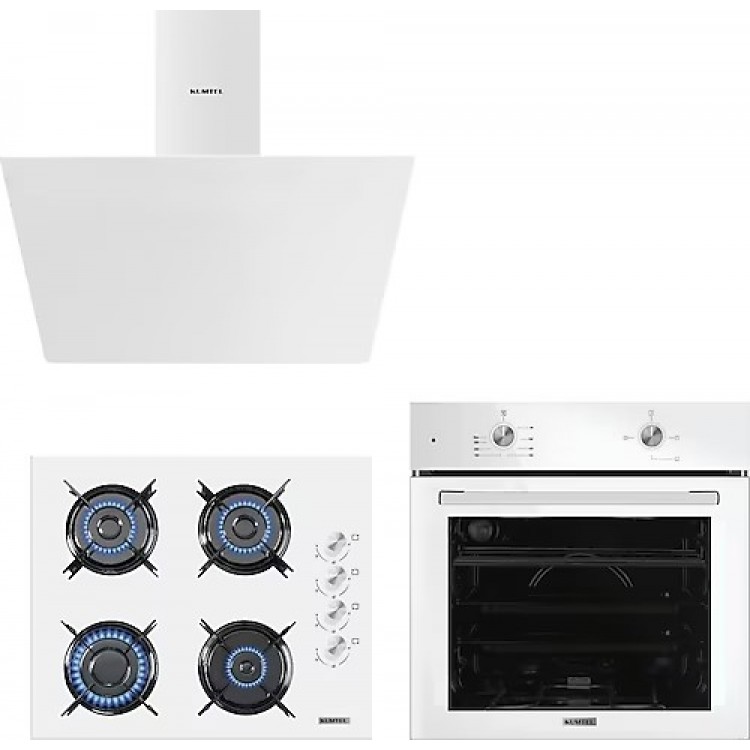 Kumtel Home Basic Beyaz Cam Ankastre Set